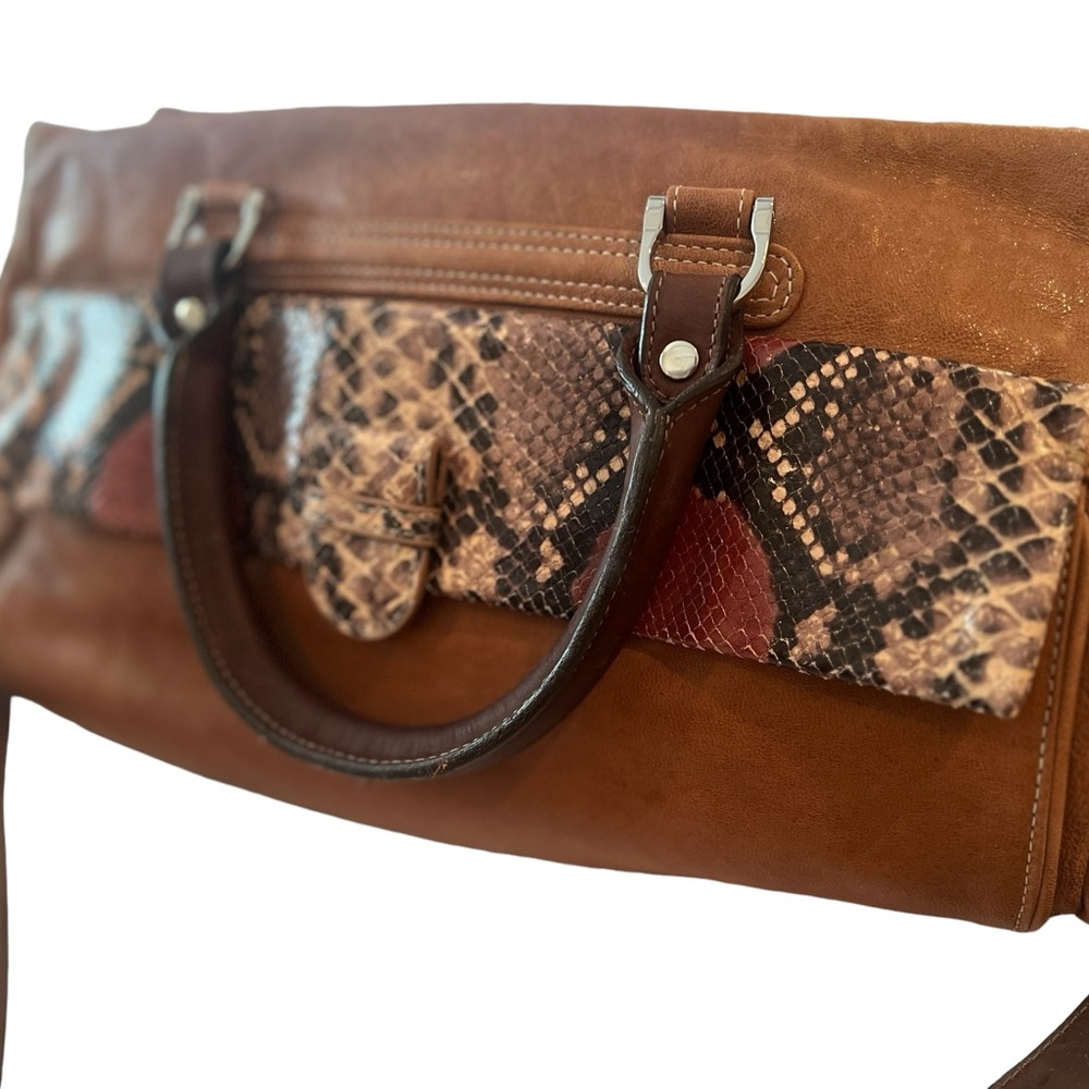 Be & D Crossbody/Satchel With Python Skin Accents… - image 2